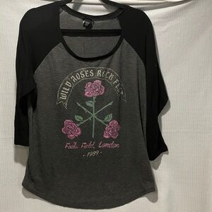 Torrid Black and Gray Wild Roses Graphic Top
